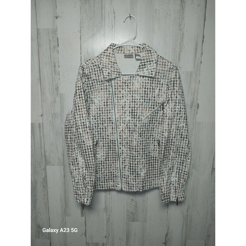 Chico's Jacket Gretta Glimmer Women Size 2 Shimmery Browns  Full Zip Moto Coat